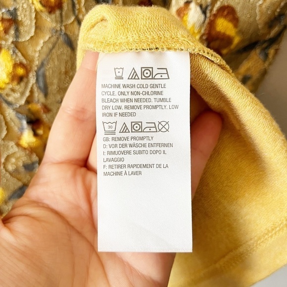 LOGO by Lori Goldstein Gold Floral Lace Short Sleeve Blouse Size XS - Picture 6 of 8